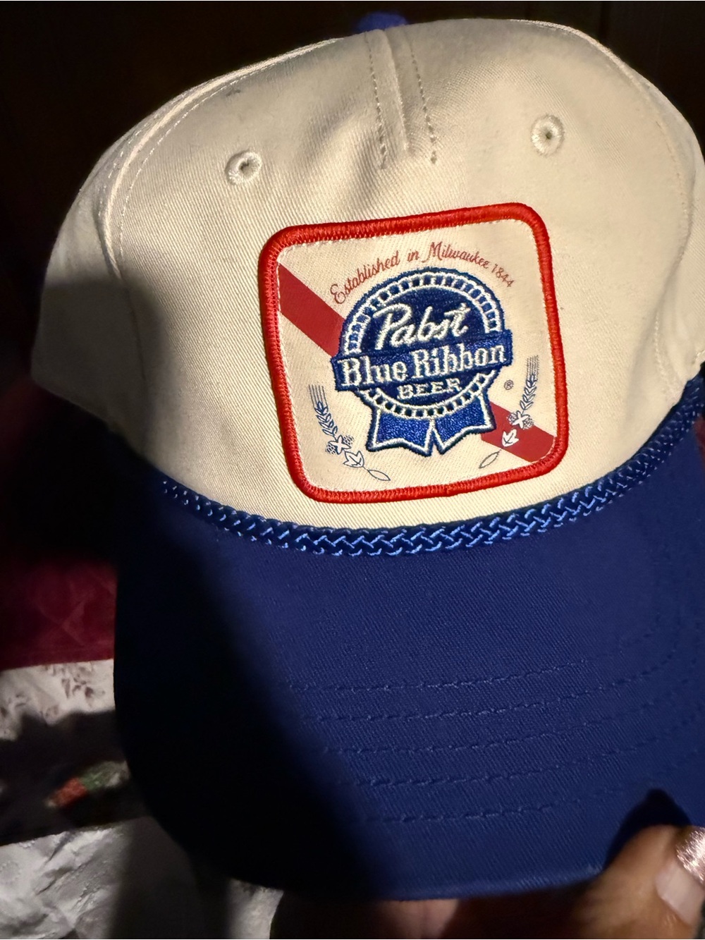 Pabst Blue Ribbon Two-Tone Rope-Trim SnapBack Cap - Picture 2 of 3